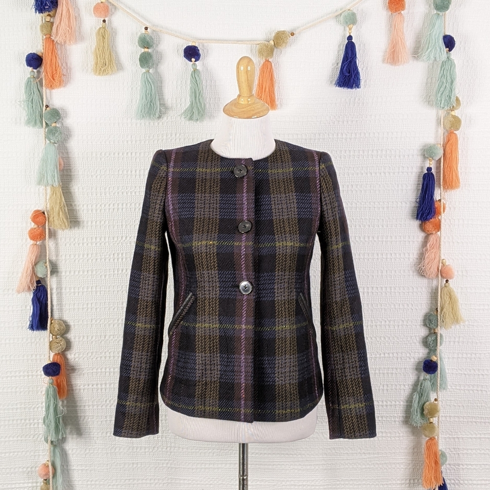 Brooks Brothers Plaid Blazer - Black, Gray, Pink